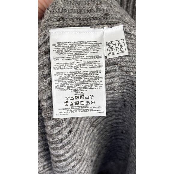 Brooks Brothers Mens Wool Shawl Collar Button Cardigan Sweater Size XL Grey New - Picture 7 of 10